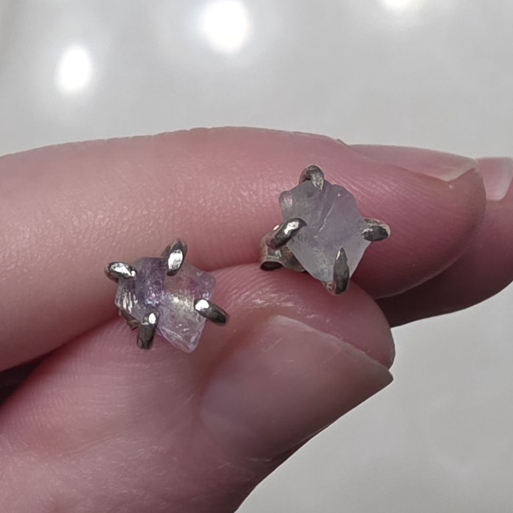 .925 Raw Gemstone Stud Earrings